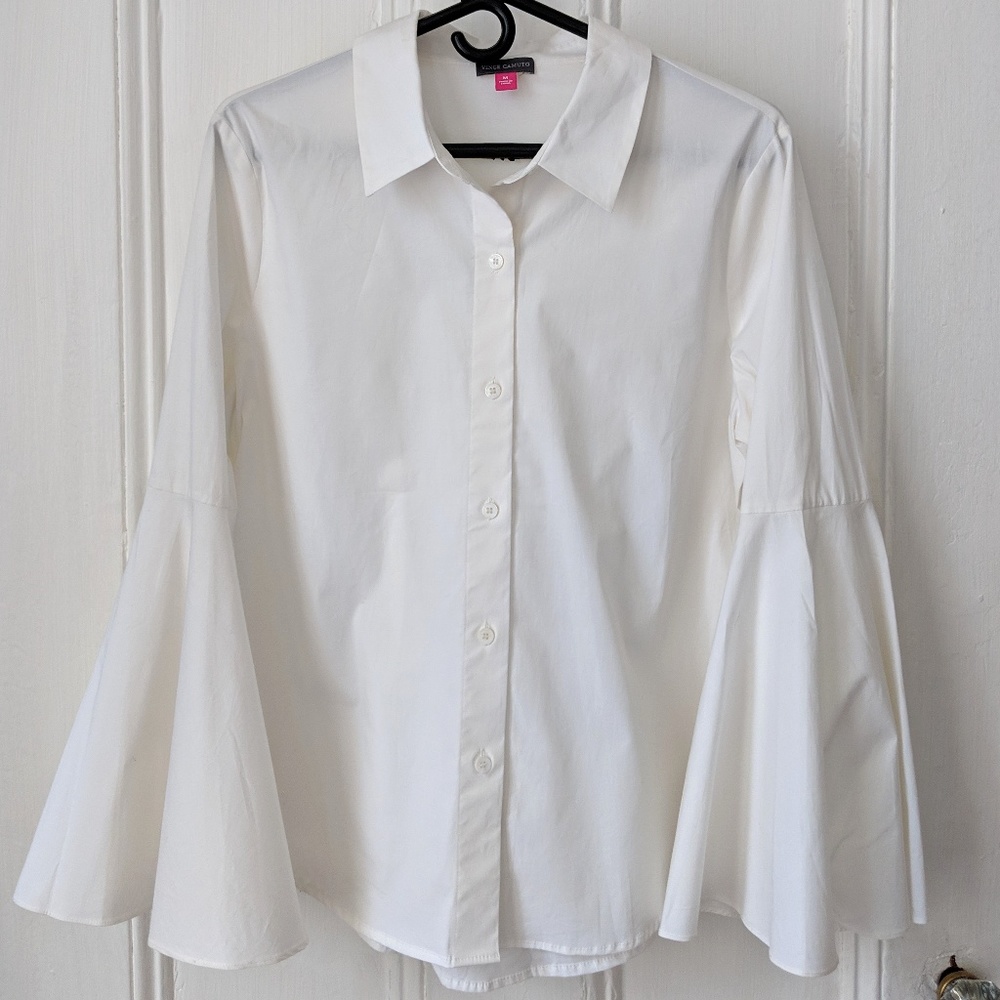 *Sold* Vince Camuto Bell Sleeve Button Down Top - White